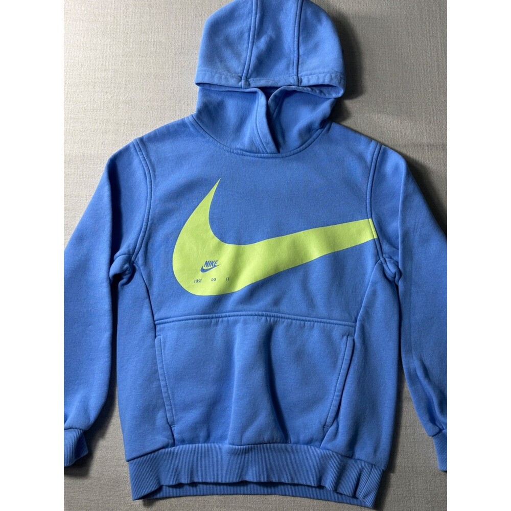 Nike Sportswear Girls Club Fleece Hoodie Sweatshirt Blue Medium Swoosh Pullover